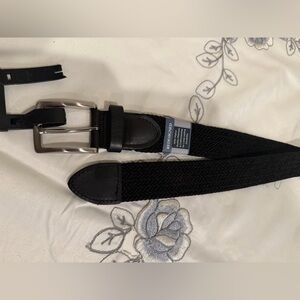 IEdesigned Black Woven Men's Belt with Silver Buckle